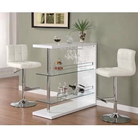 Coaster Furniture Lenny White Chrome 3pc Bar Height Set