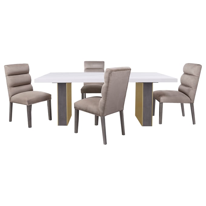 Coaster Furniture Carla White Grey 5pc Dining Room Set CST-106651-DR-S3