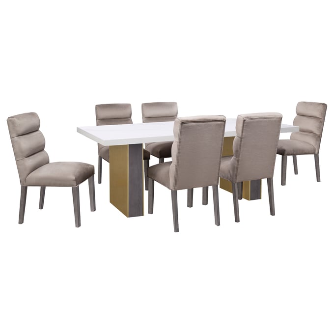 Coaster Furniture Carla White Grey 7pc Dining Room Set CST-106651-DR-S4