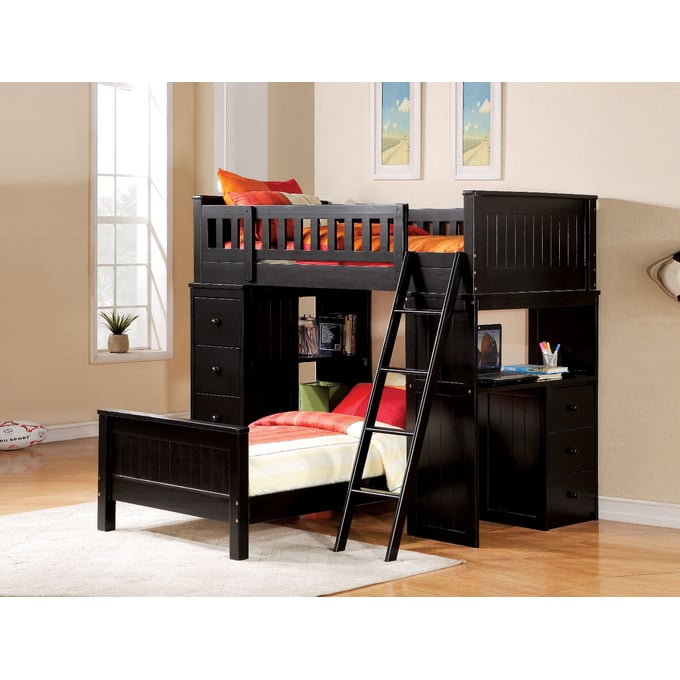 Acme Furniture Willoughby Black Loft Bed With Twin Bed ACM-109B-LOFT-BED