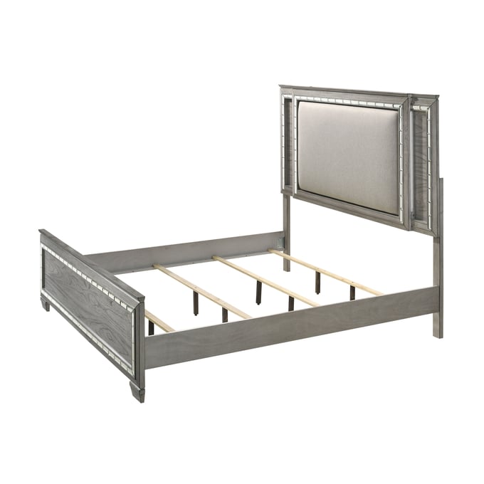 Acme Furniture Antares Light Gray Oak LED King Bed ACM-21817EK