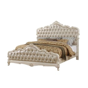 Acme Furniture Chantelle Rose Gold Pearl White Queen Bed