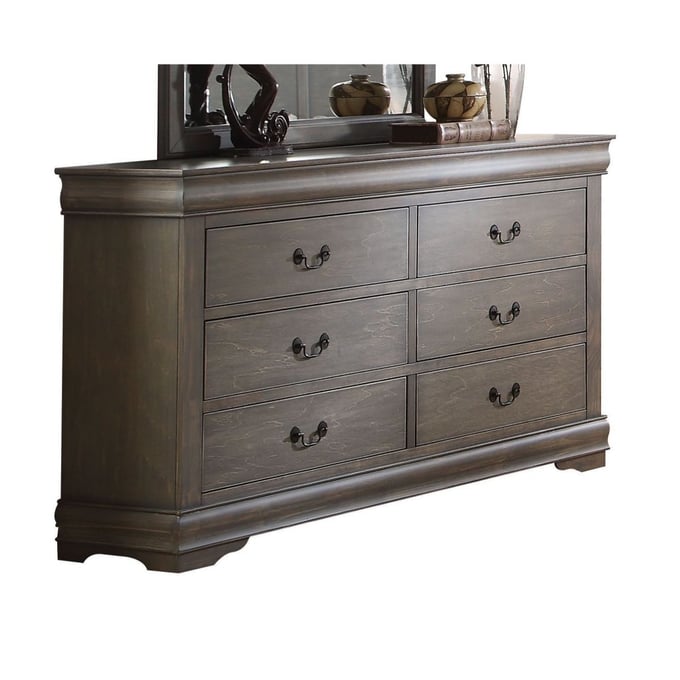 Acme Furniture Louis Philippe Antique Gray Dresser and Mirror ACM-2386-DRMR