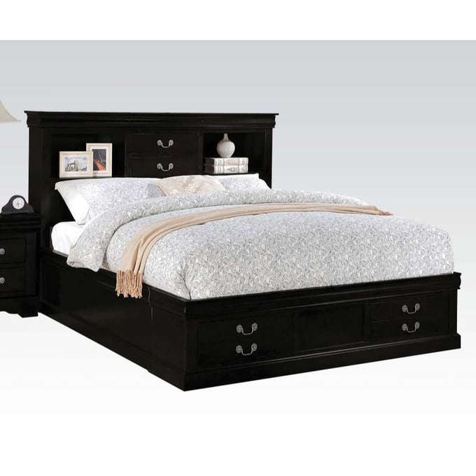 ACME Louis Philippe III Queen Bed with Storage in Cherry, Multiple Colors 