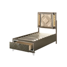 Acme Furniture Skylar Dark Champagne Twin Storage Bed