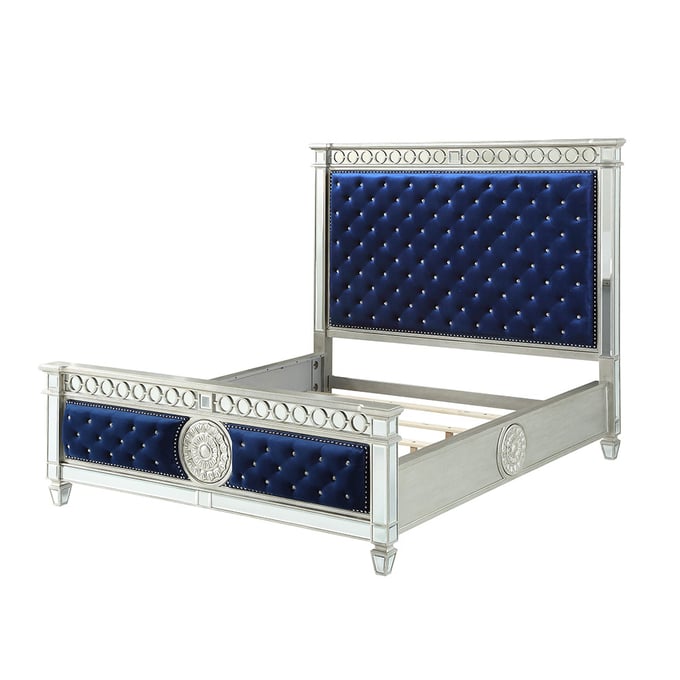 Acme Furniture Varian Blue Mirrored Cal King Bed ACM-26144CK