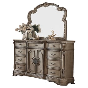 Acme Furniture Northville Antique Silver Wood Top Dresser and Mirror