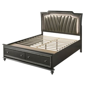 Acme Furniture Kaitlyn Metallic Gray King Storage Bed LED Headboard