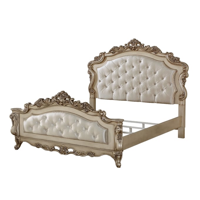 Acme Furniture Gorsedd Golden Ivory Cal King Bed ACM-27434CK