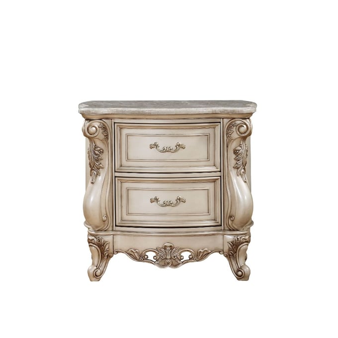 Acme Furniture Gorsedd Golden Ivory Marble Top Nightstand ACM-27443