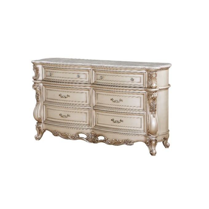 Acme Furniture Gorsedd Golden Ivory Marble Top Dresser ACM-27445