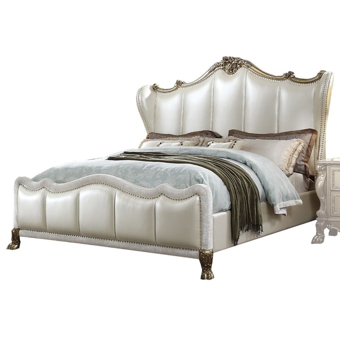 Acme Furniture Dresden II Pearl White Gold Patina King Bed ACM-27817EK