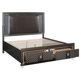 Acme Furniture Sawyer Metallic Gray LED Queen Storage Bed