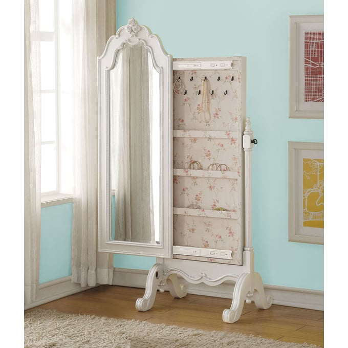 Acme Furniture Edalene Pearl White Cheval Jewelry Armoire ACM-30520