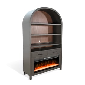 Purity Craft Rose Grey 51.5 Inch Wide Arch Bookcase with Electric Fireplace