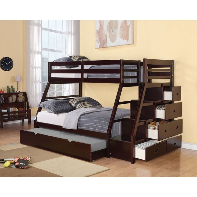 Acme Furniture Jason Espresso Twin Over Full Trundle Bunk Bed ACM-37015