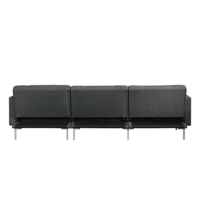 Brayden Dark Gray Fabric Sectional Sofa Chaise Ottoman and 2 Pillows 