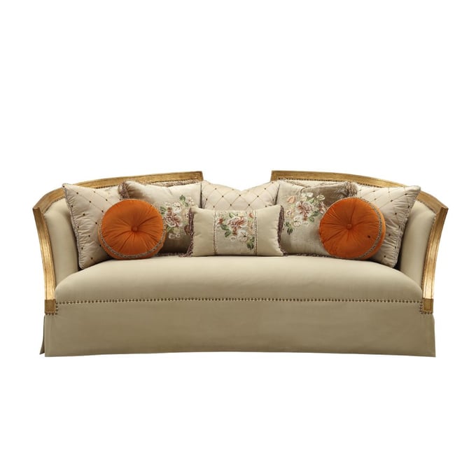 Acme Furniture Daesha Tan Antique Gold Eight Pillows Sofa ACM-50835