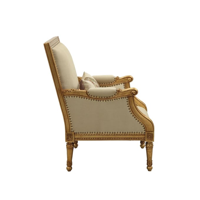 Acme Furniture Daesha Tan Antique Gold Pillow Accent Chair ACM-50838