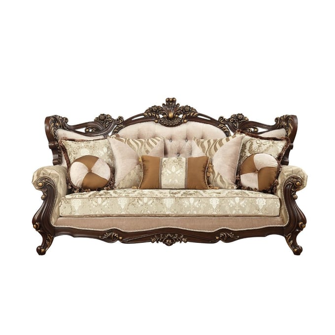 Acme Furniture Shalisa Walnut Sofa with 7 Pillows ACM-51050