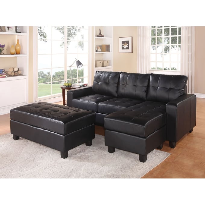 Acme Furniture Lyssa Black Sectional and Ottoman ACM-51215