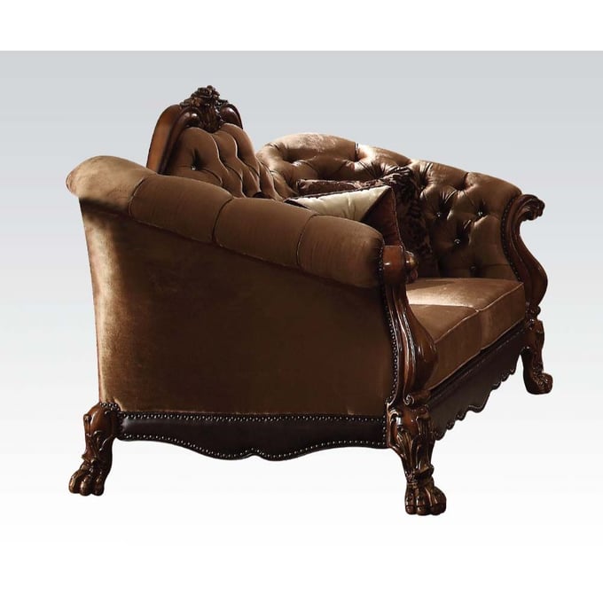 Acme Furniture Dresden Golden Brown Cherry Oak Five Pillows Loveseat ACM-52096