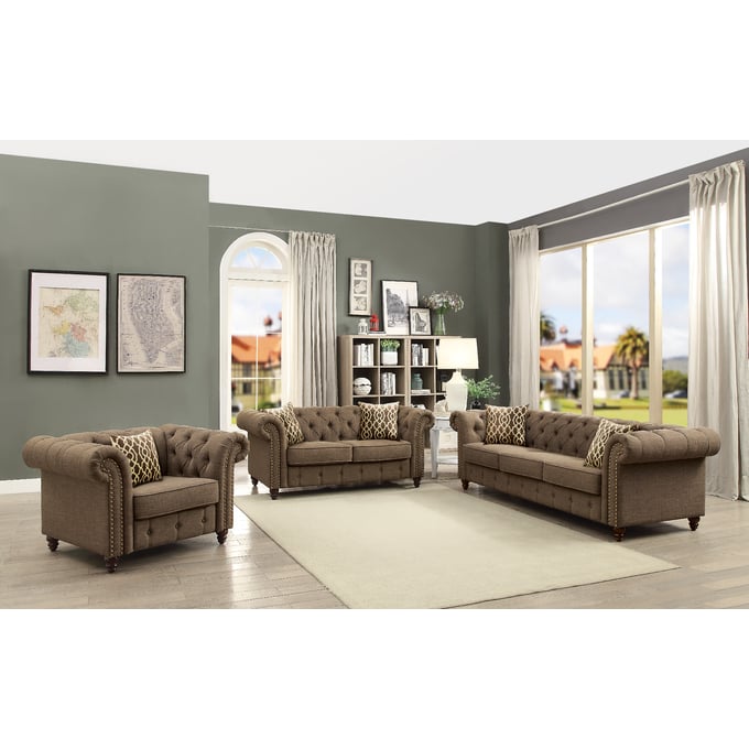 Acme Furniture Aurelia Brown 3pc Living Room Set ACM-5242-LR-S2