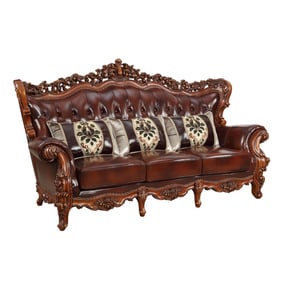 Acme Furniture Eustoma Cherry Walnut Three Pillows Sofa