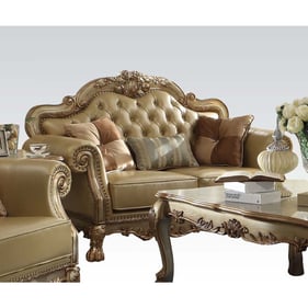 Acme Furniture Dresden Bone Gold Patina Three Pillows Loveseat