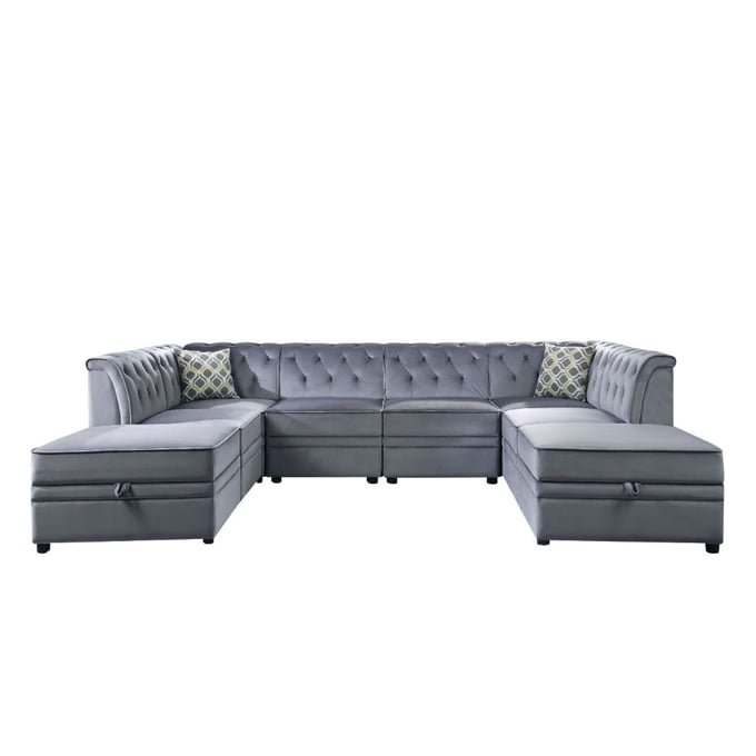 Acme Furniture Bois II Gray 8pc Sectional with Ottoman ACM-5330-SEC-S2