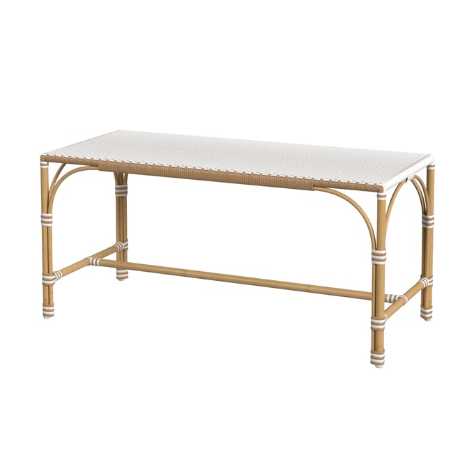 Butler Specialty Tobias Beige White Outdoor Rattan Dining Bench BSF-5650433