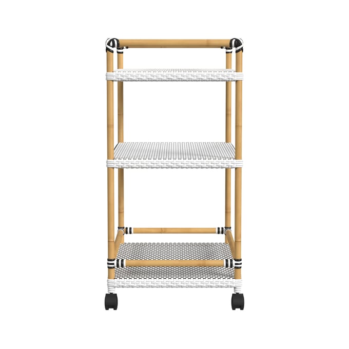 Home Source Oxford Bamboo 4 Tier White Utility Trolley Kitchen Bathroom  Organiser Unit