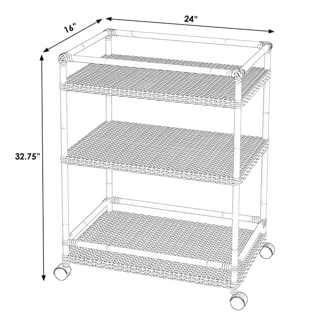 Butler Selena Black & White Rattan Bar Cart