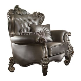 Acme Furniture Versailles Silver Antique Platinum Chair with Two Pillows