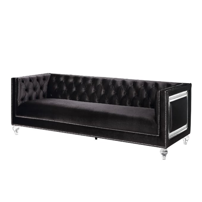 Acme Furniture Heibero Black Sofa with 2 Pillows ACM-56995