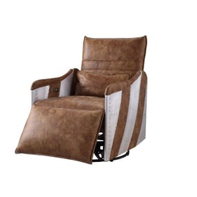 Acme Furniture Qalurne Mocha Aluminum Power Swivel Recliner