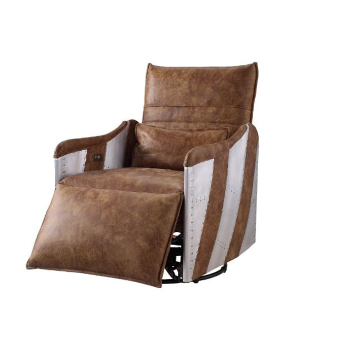 Acme Furniture Qalurne Mocha Aluminum Power Swivel Recliner ACM-59942