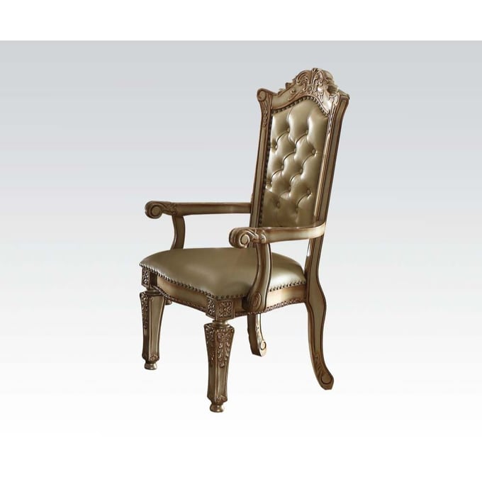 2 Acme Furniture Vendome Bone Gold Patina Arm Chairs ACM-63004