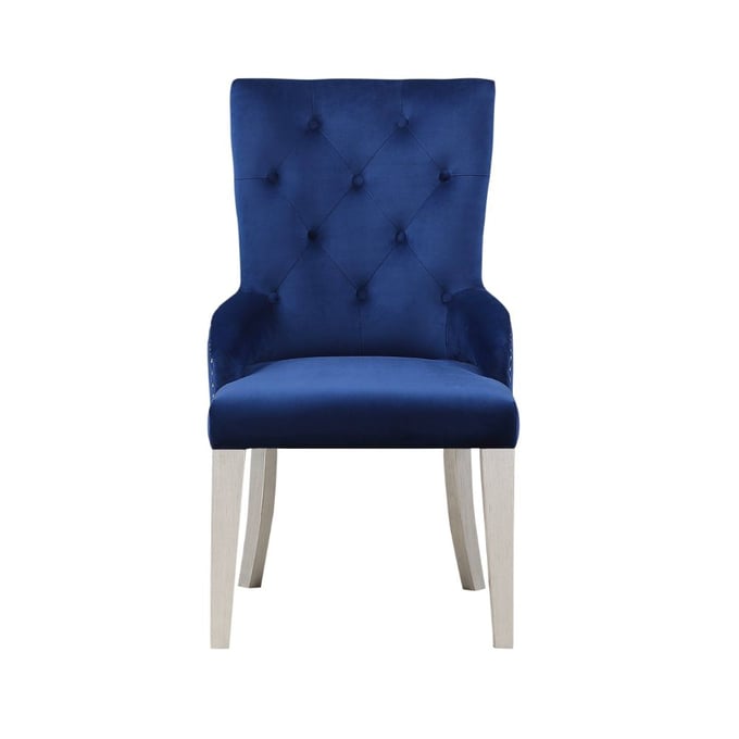 Acme Furniture Varian Blue Antique Platinum Side Chair ACM-66162