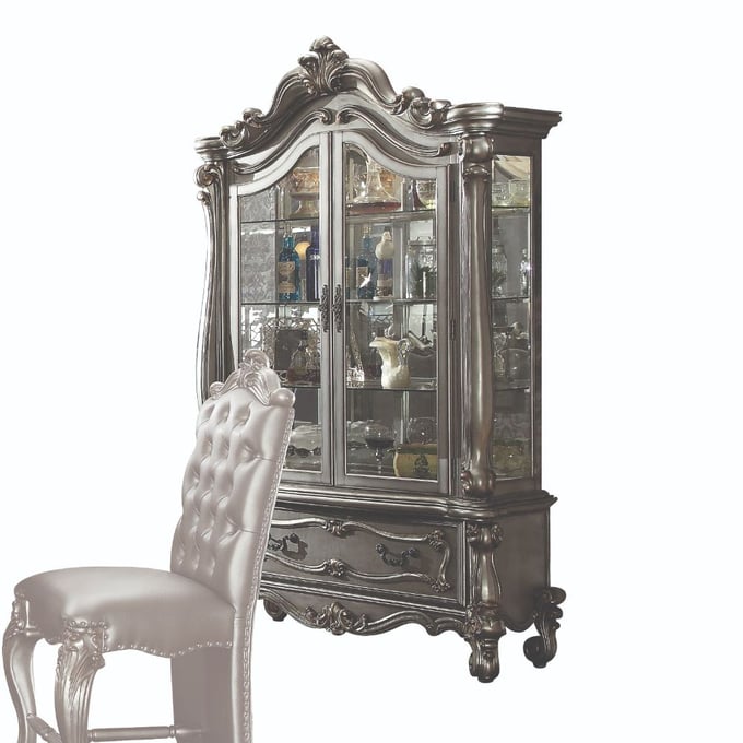 Acme Furniture Versailles Antique Platinum Curio Cabinet ACM-66838