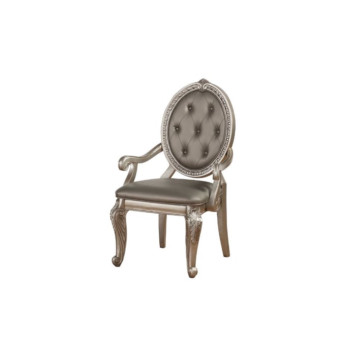 Acme Ragenardus Faux Leather Dining Side Chair in Champagne Oak Set of 2