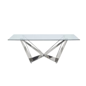 Acme Furniture Dekel Clear Stainless Steel Dining Table