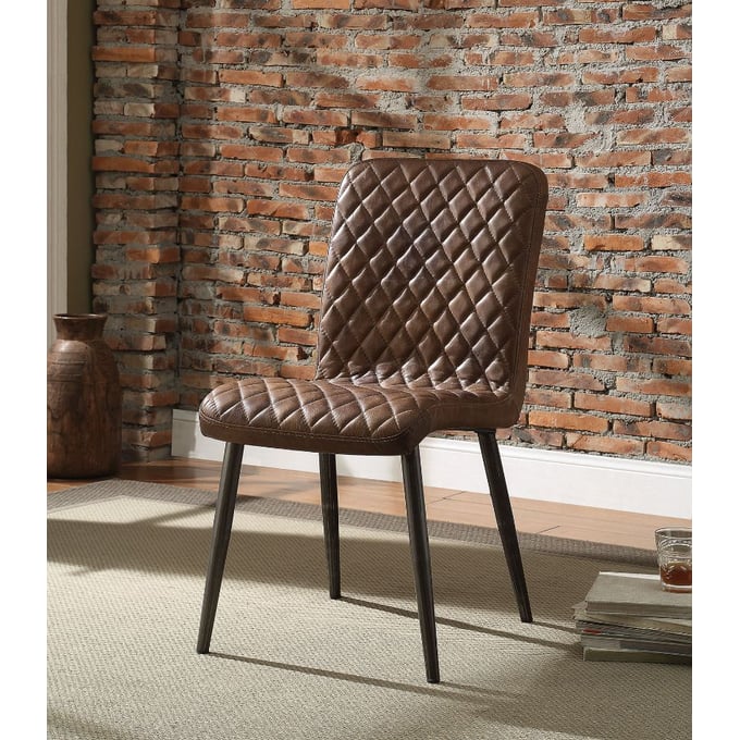 2 Acme Furniture Millerton Chocolate Antique Black Side Chairs ACM-70423