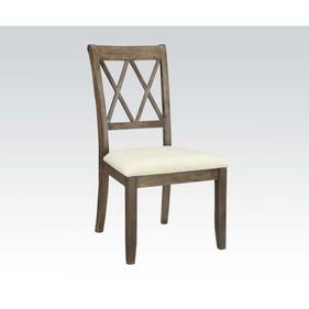 2 Acme Furniture Claudia Beige Brown Side Chairs