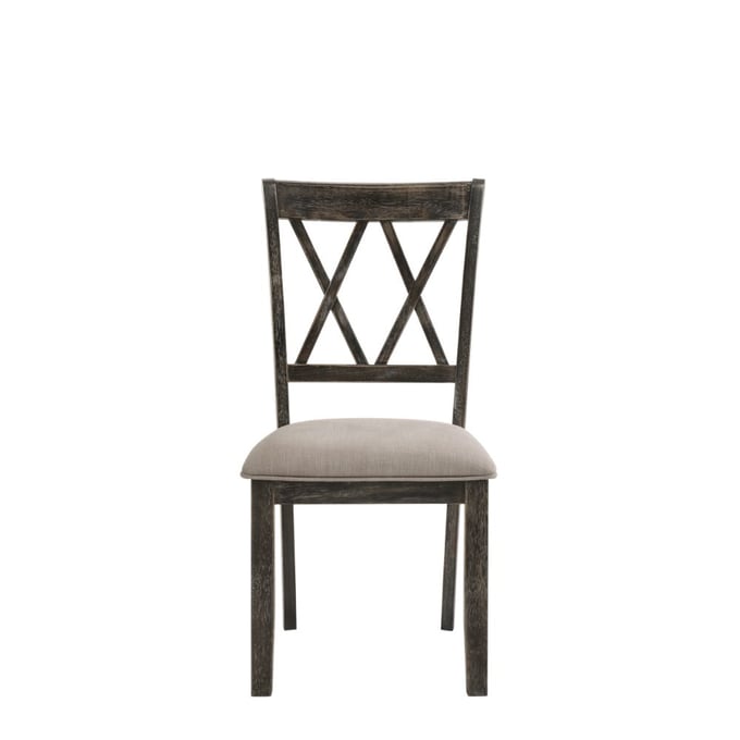 2 Acme Furniture Claudia II Beige Weathered Gray Side Chairs ACM-71882