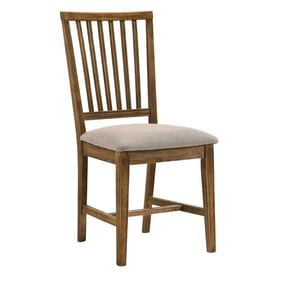 2 Acme Furniture Wallace II Tan Linen Weathered Oak Wood Side Chairs