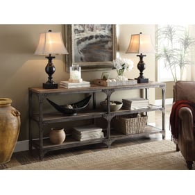 Acme Furniture Gorden Weathered Oak Silver Rectangle Console Table