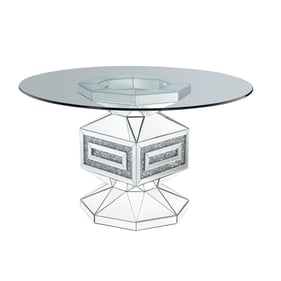 Acme Furniture Noralie Clear Mirrored Diamonds Round Dining Table