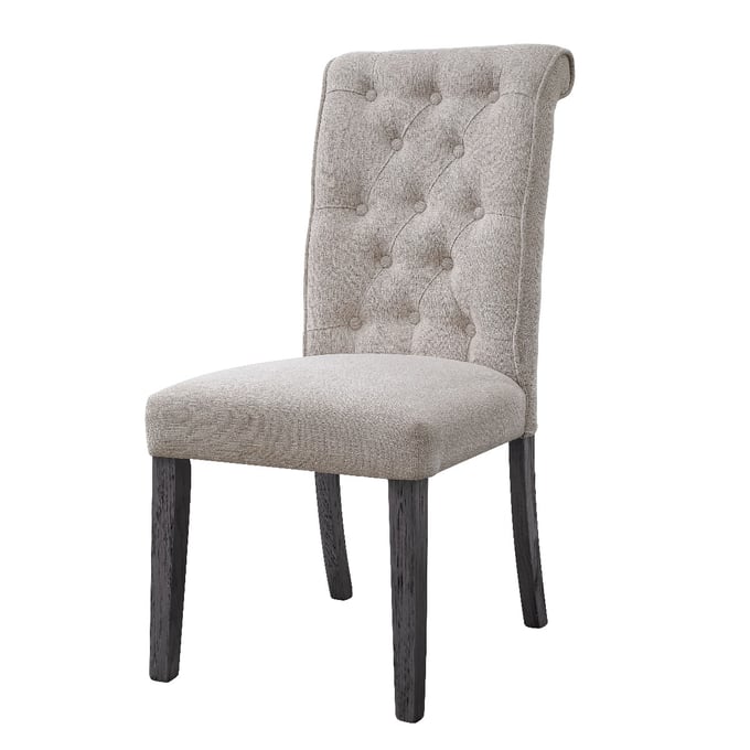 2 Acme Furniture Yabeina Beige Gray Side Chairs ACM-73267