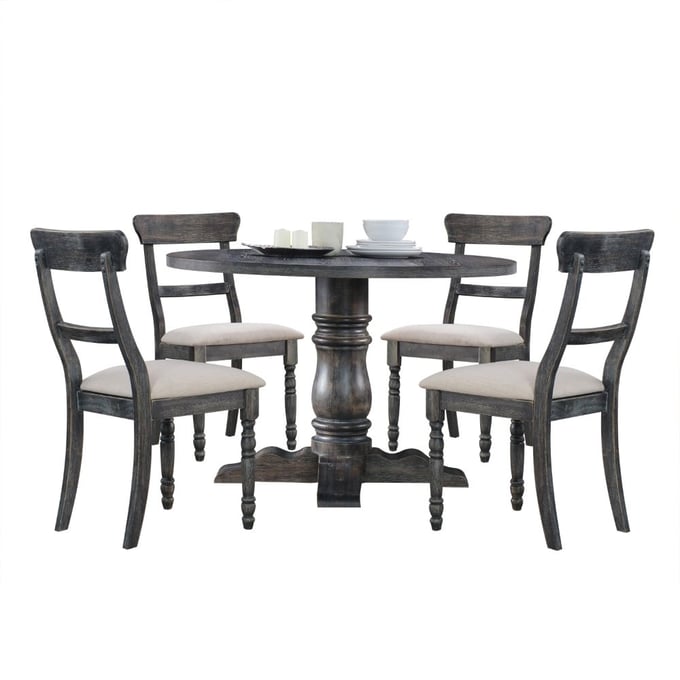 Acme Furniture Leventis Light Brown Weathered Gray 5pc Dining Room Set ACM-74640-DR-S1